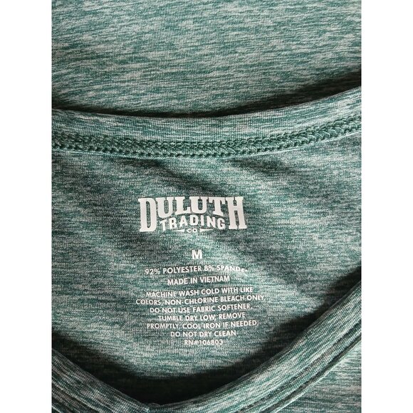 Duluth Trading Womens Long Sleeve Green V Neck Tee Shirt M Armachillo Longtail - Picture 7 of 7